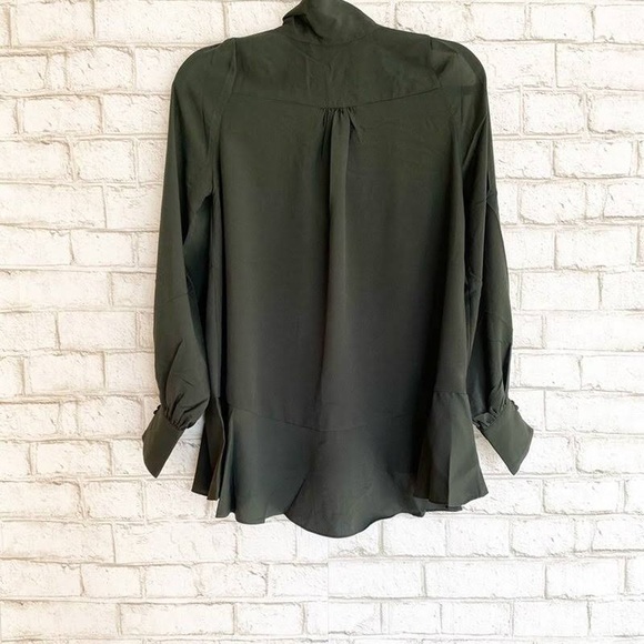 FRENCH CONNECTION INK GREEN BOW BLOUSE NWT SZ XS - Picture 4 of 7